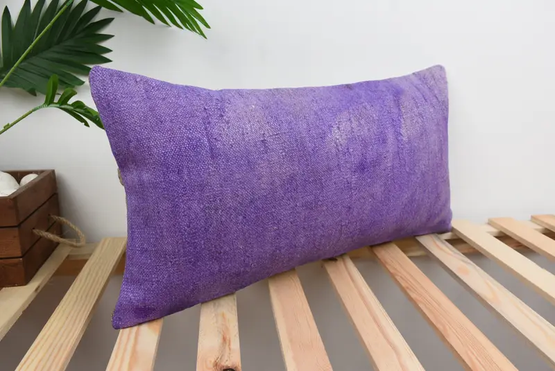 Pillow Case, Interior Designer Pillow, Kilim Pillow, Kilim Cushion Sham, 12x24 Purple Pillow, Ikat Cushion Case, Colorful Pillow Sham - 4