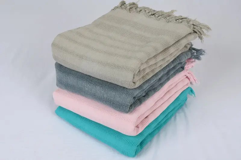 Throw Blanket Couch, Bridesmaid Gifts, 96x68 Cotton Stonewashed Striped Towel, Housewarming Gift, Shower Curtain, Bachelor Bachelorette Party Favors - 1