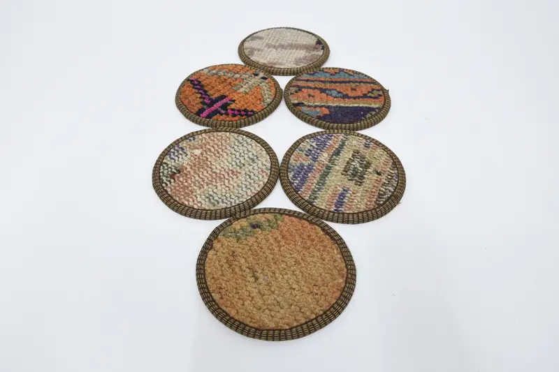 Bohemian Round Coaster, Orange and Bronze Coaster
