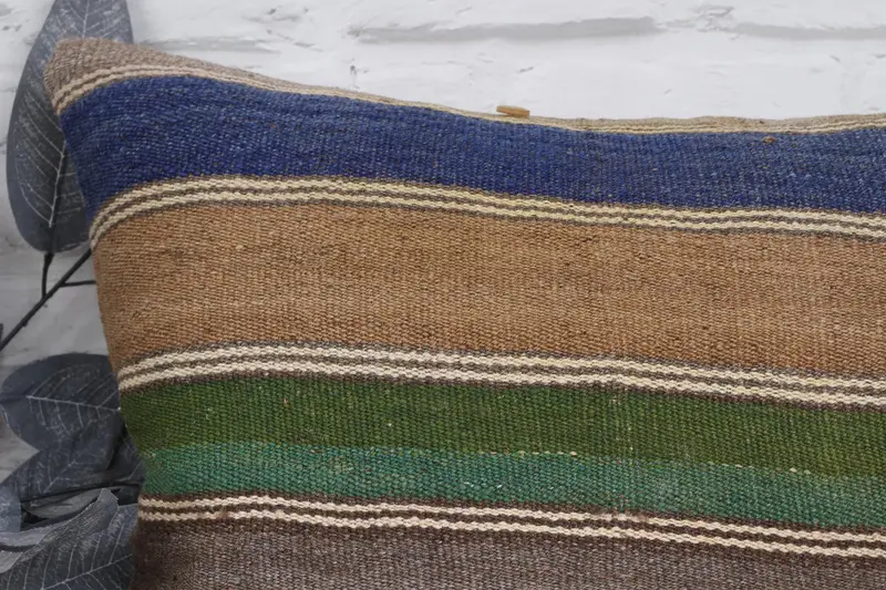 Cojín de kilim hecho a mano, cubierta de almohada verde 20x20, cubierta de cojín tradicional, cubierta de almohada de kilim, cubierta de almohada, almohada boho, almohada de yoga - 2