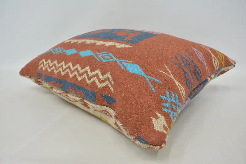 Pillow Cover, Oriental Pillow Sham, Kilim Pillow Cover, Boho Pillow Sham Cover, Wholesale Pillow, Gift Pillow, 20x28 Blue Cushion Cover - 6