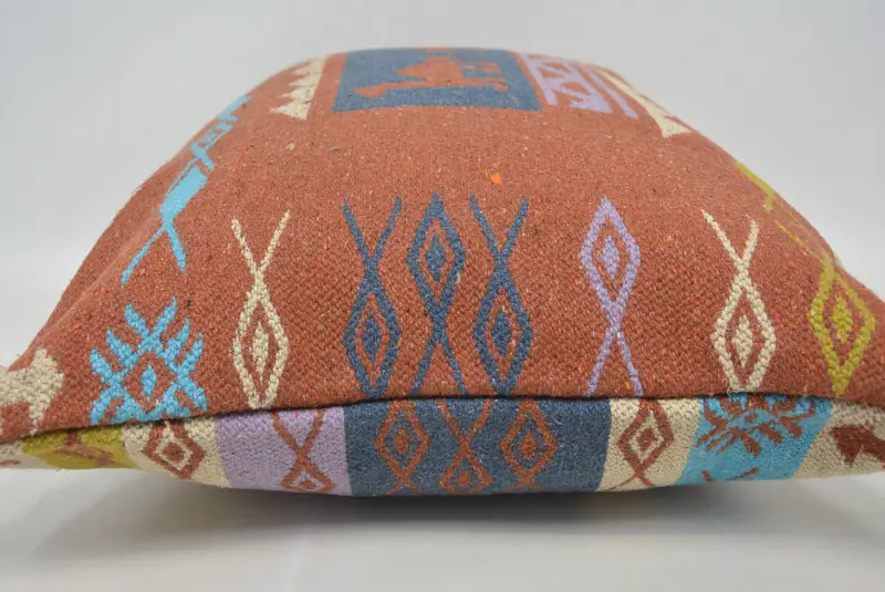 Pillow Cover, Oriental Pillow Sham, Kilim Pillow Cover, Boho Pillow Sham Cover, Wholesale Pillow, Gift Pillow, 20x28 Blue Cushion Cover - 5