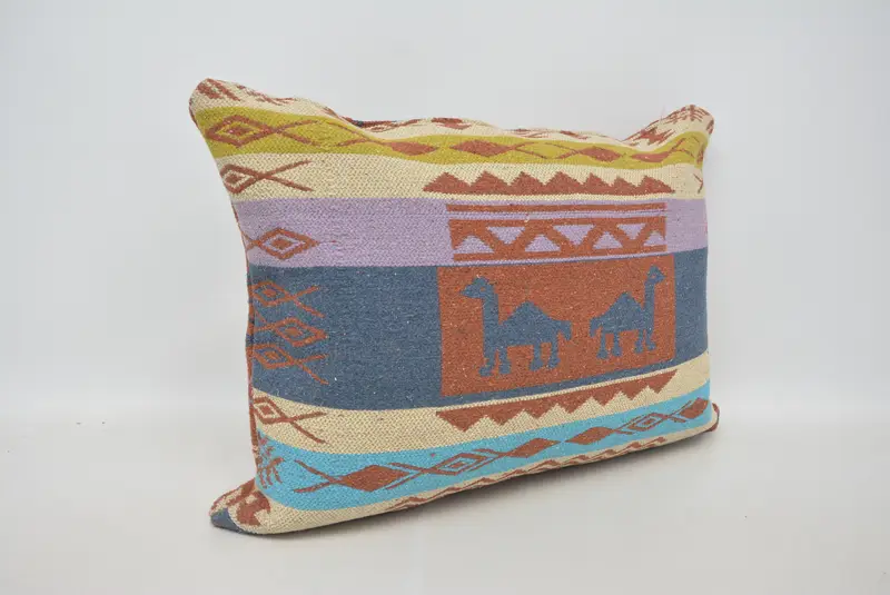 Pillow Cover, Oriental Pillow Sham, Kilim Pillow Cover, Boho Pillow Sham Cover, Wholesale Pillow, Gift Pillow, 20x28 Blue Cushion Cover - 3