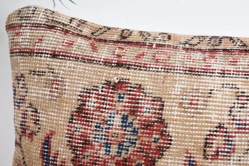 Boho Pillow Sham Cover, Turkish Pillow, Square Throw Cushion Case, 12x24 Beige Cushion Case, Pillow Sham, Knitted Cushion, Throw Kilim Pillow - 2