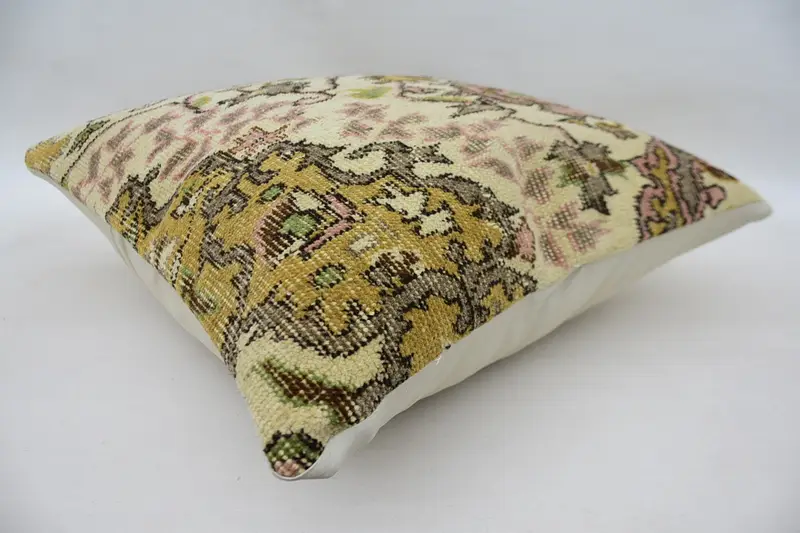 Ethnic Pillow Cover Pillow Case, Pillow, Decorative Cushion, Kilim Pillow Cover, Boho Pillow Sham Cover, Gift Pillow, 24x24 Beige Pillow - 6