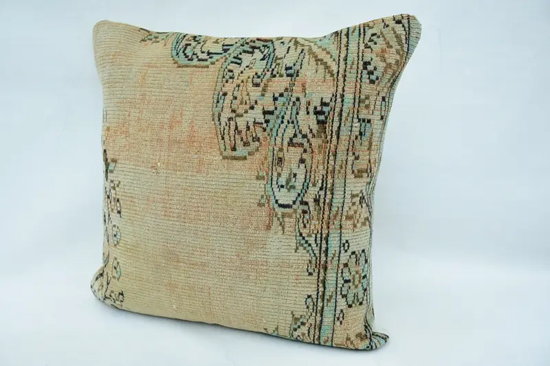 Vintage Kilim Pillow, 32x32 Beige Cushion, Pillow for Sofa, Pillow Case, Shabby Chic Pillow Sham, Boho Pillow, Handwoven Cushion Cover - 3