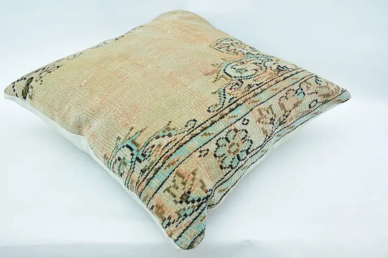 Vintage Kilim Pillow, 32x32 Beige Cushion, Pillow for Sofa, Pillow Case, Shabby Chic Pillow Sham, Boho Pillow, Handwoven Cushion Cover - 6