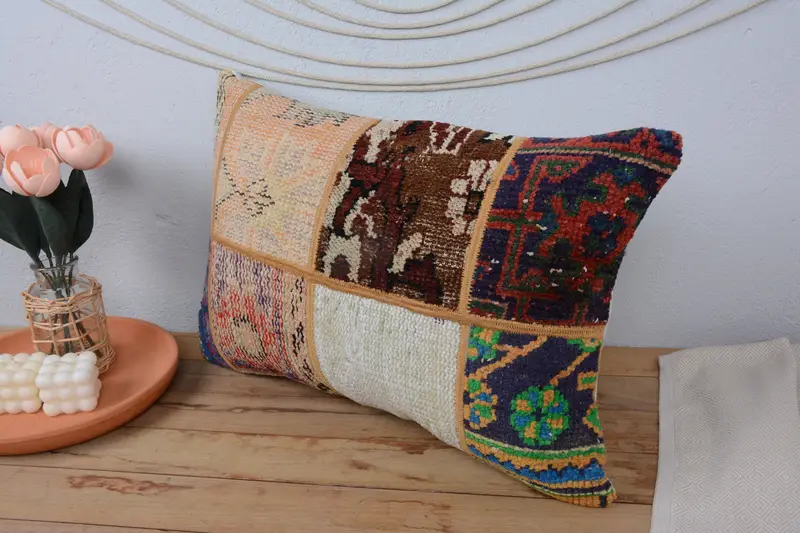 Ethnical Kilim Rug Pillow, Handmade Kilim Cushion, Pillow Case, 16x24 Beige Pillow Sham, Car Pillow Sham, Home Decor Pillow, Floor Pillow - 4