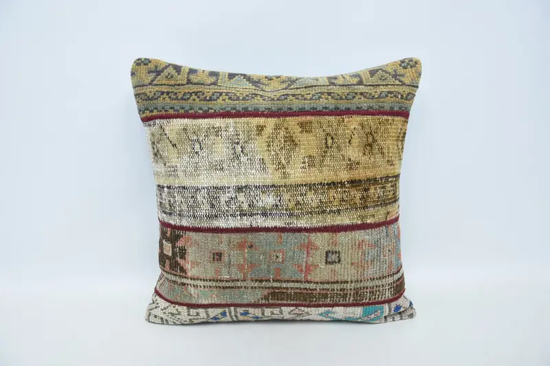 24x24 Beige Pillow, Natural Pillow Case, Cushion Case, Antique Pillows, Vintage Kilim Pillow, Kilim Cushion Sham - 1
