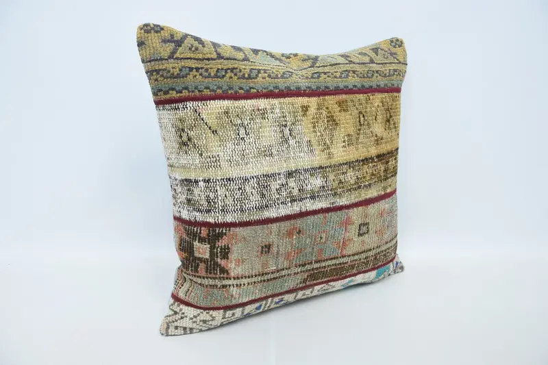 24x24 Beige Pillow, Natural Pillow Case, Cushion Case, Antique Pillows, Vintage Kilim Pillow, Kilim Cushion Sham - 3