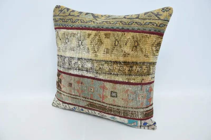 24x24 Beige Pillow, Natural Pillow Case, Cushion Case, Antique Pillows, Vintage Kilim Pillow, Kilim Cushion Sham - 4