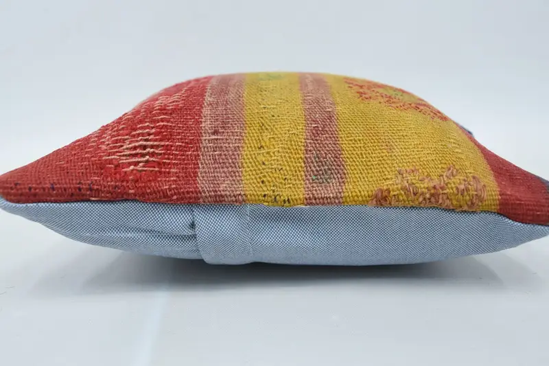 Ethnical Kilim Rug Pillow, Turkish Kilim Pillow, Kilim Pillow Cover, 12x12 Red Pillow Cover, Oriental Pillow Case, Cushion - 5