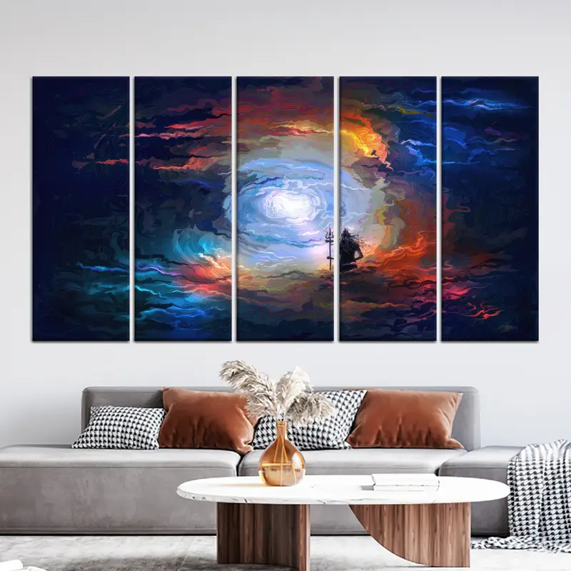 Lord Wall Art, Abstract Wall Decor, Hinduism Canvas, Shiva Wall Art, Canvas Wall Art, Modern Wall Art, Living Room Decor, Saloon Wall Art, - 7