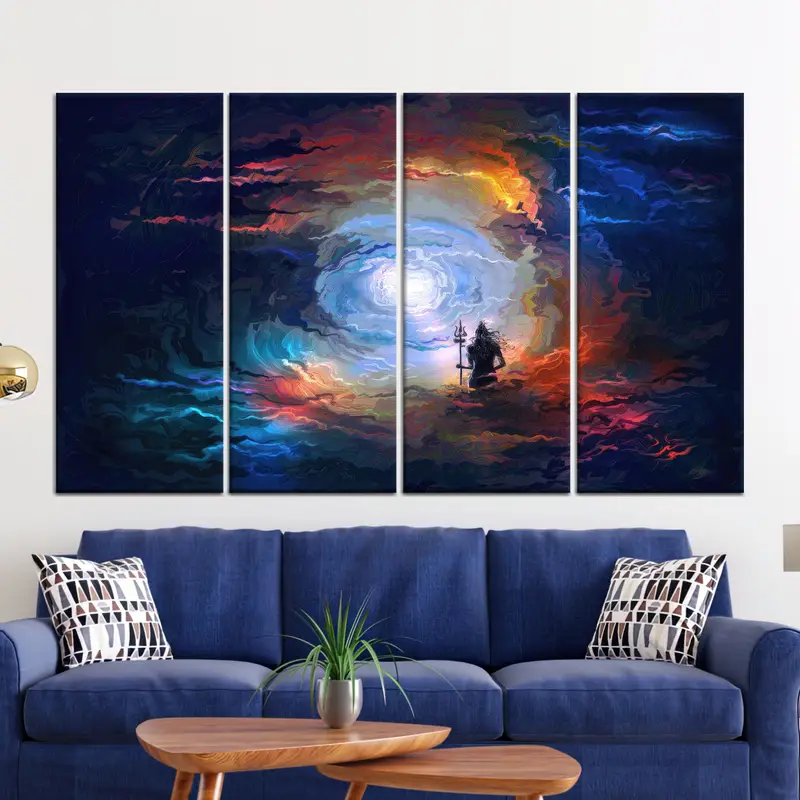 Lord Wall Art, Abstract Wall Decor, Hinduism Canvas, Shiva Wall Art, Canvas Wall Art, Modern Wall Art, Living Room Decor, Saloon Wall Art, - 6