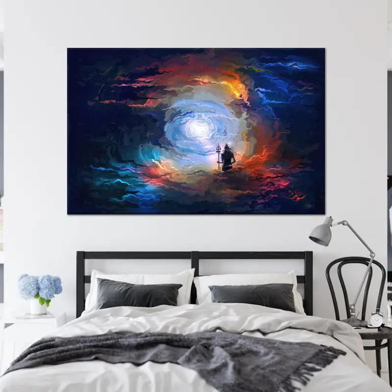 Lord Wall Art, Abstract Wall Decor, Hinduism Canvas, Shiva Wall Art, Canvas Wall Art, Modern Wall Art, Living Room Decor, Saloon Wall Art, - 4