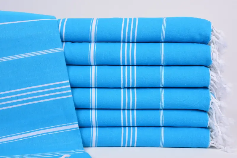 Turkish Towel, Bath Towel Turquoise Striped, 70x40 Inches