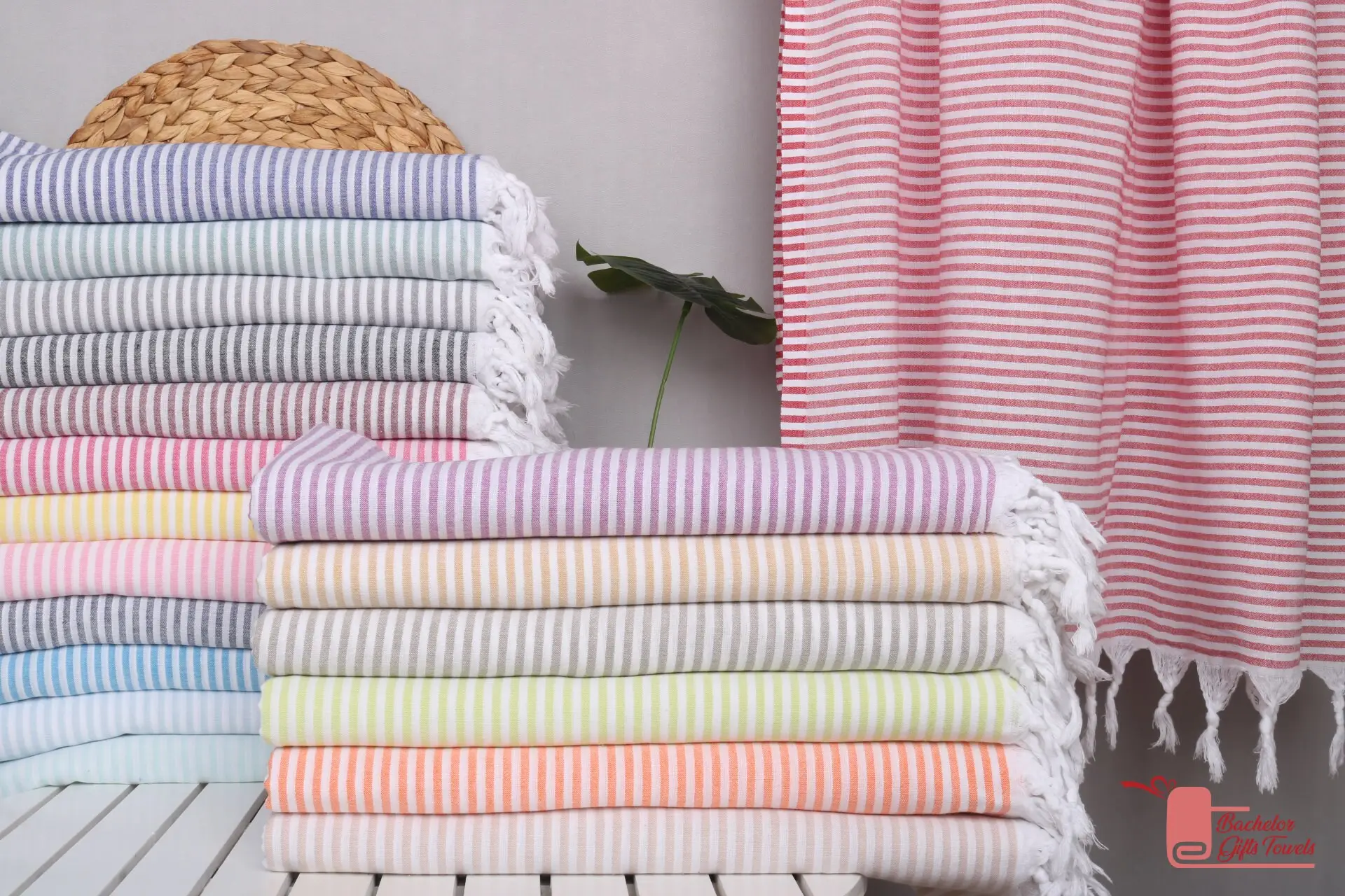 Striped Turkish Cotton Bath Towel, 36x67, Personalized Gift - 1