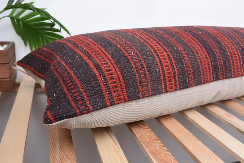 Pillow Sham, Interior Designer Pillow, Gift Pillow, 16x48 Red Cushion Cover, Boho Throw Pillow, Custom Cushion Cover, Handmade Kilim Cushion - 6