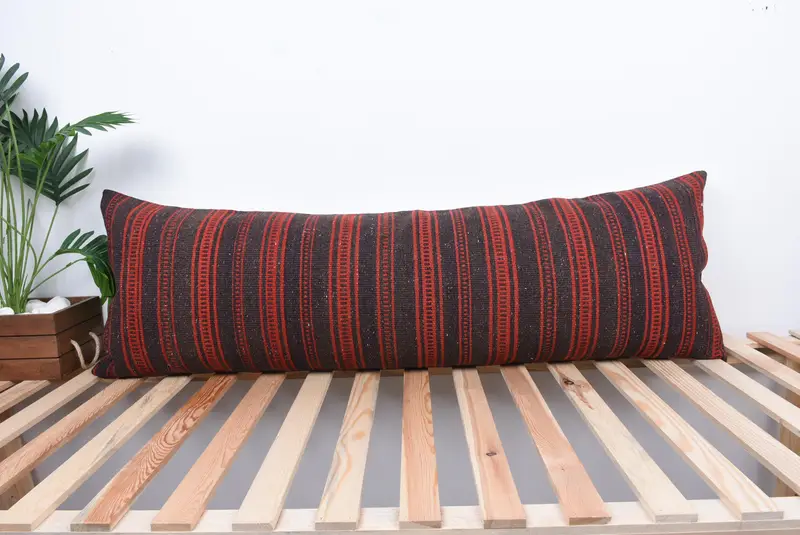 Pillow Sham, Interior Designer Pillow, Gift Pillow, 16x48 Red Cushion Cover, Boho Throw Pillow, Custom Cushion Cover, Handmade Kilim Cushion - 1