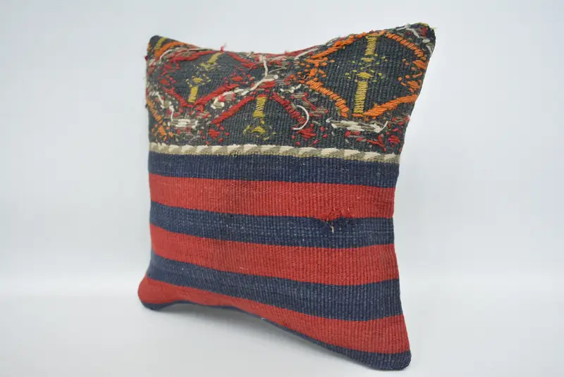 Garden Pillow, Decorative Throw Cushion Case, Handmade Kilim Cushion, Pillow Case, Boho Pillow Sham Cover, Home Decor Pillow, 12x12 Red Cushion - 4