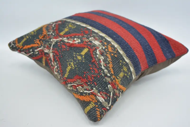 Garden Pillow, Decorative Throw Cushion Case, Handmade Kilim Cushion, Pillow Case, Boho Pillow Sham Cover, Home Decor Pillow, 12x12 Red Cushion - 6