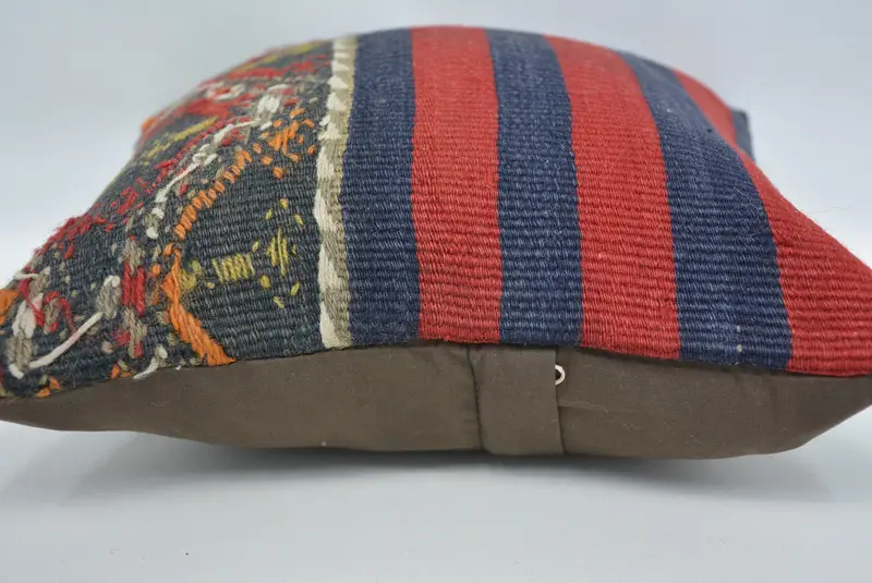 Garden Pillow, Decorative Throw Cushion Case, Handmade Kilim Cushion, Pillow Case, Boho Pillow Sham Cover, Home Decor Pillow, 12x12 Red Cushion - 5