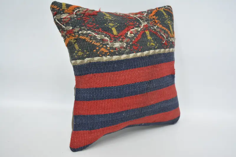 Garden Pillow, Decorative Throw Cushion Case, Handmade Kilim Cushion, Pillow Case, Boho Pillow Sham Cover, Home Decor Pillow, 12x12 Red Cushion - 3