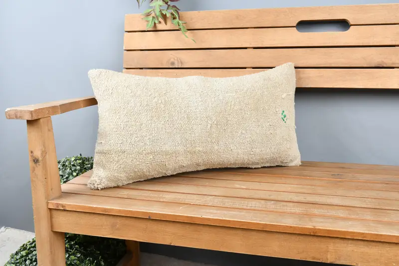Pillow for Couch, Boho Pillow, Pillow Cover, Ethnic Throw Pillow Cover, Authentic Pillow, Kilim Cushion Sham, 12x24 Beige Cushion Cover - 1