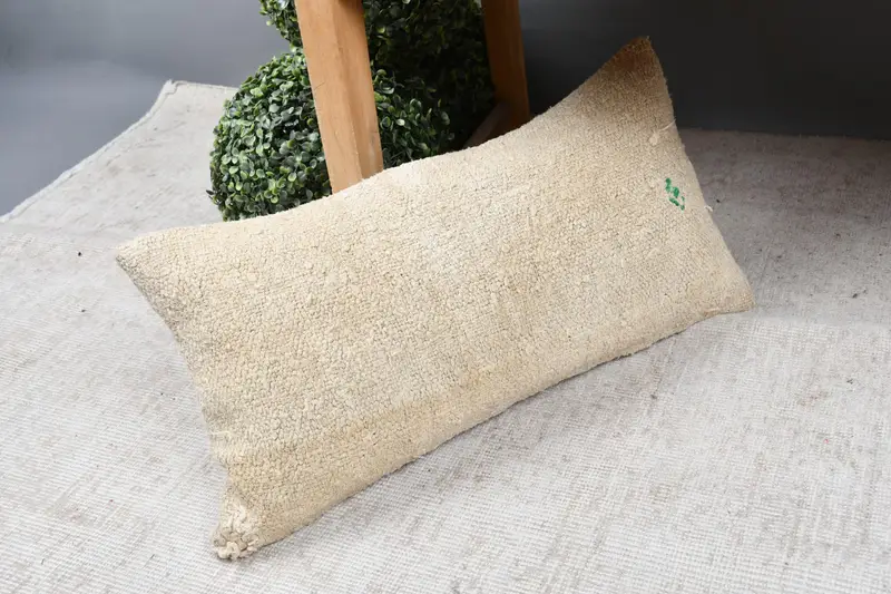 Pillow for Couch, Boho Pillow, Pillow Cover, Ethnic Throw Pillow Cover, Authentic Pillow, Kilim Cushion Sham, 12x24 Beige Cushion Cover - 7