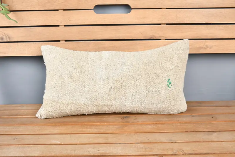 Pillow for Couch, Boho Pillow, Pillow Cover, Ethnic Throw Pillow Cover, Authentic Pillow, Kilim Cushion Sham, 12x24 Beige Cushion Cover - 6