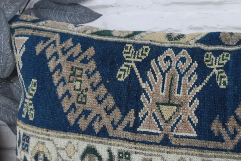Cushion Case, Boho Pillow, Antique Pillows, Bohemian Cushion Pillow Cover, Kilim Pillow, Wholesale Pillow Case, 16x48 Blue Pillow - 2