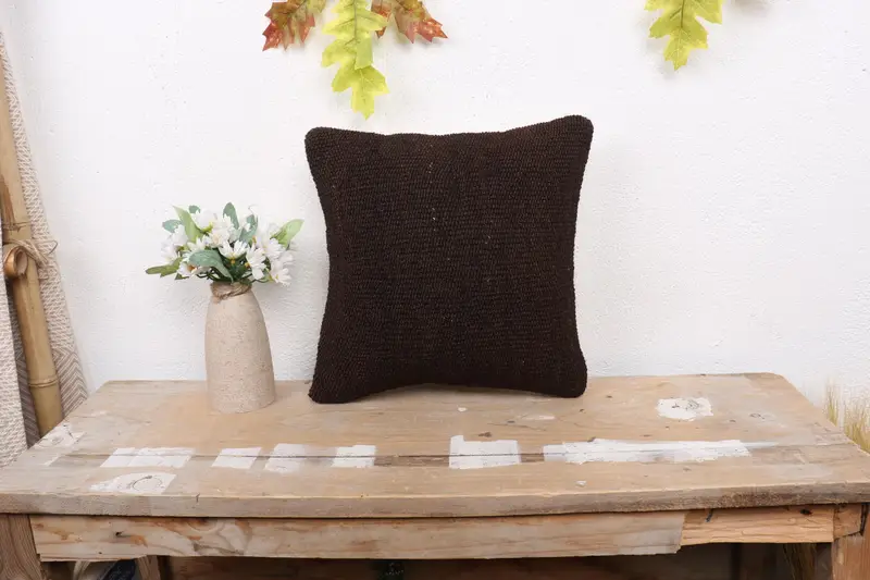 Kilim Cushion Sham, Vintage Kilim Pillow Pillow Sham, Turkish Kilim Pillow, Couch Pillow Case, Gift Pillow, 12x12 Black Cushion Cover, Cushion Case - 1