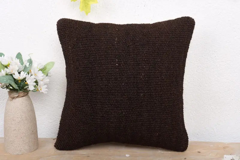Kilim Cushion Sham, Vintage Kilim Pillow Pillow Sham, Turkish Kilim Pillow, Couch Pillow Case, Gift Pillow, 12x12 Black Cushion Cover, Cushion Case - 2