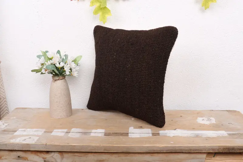Kilim Cushion Sham, Vintage Kilim Pillow Pillow Sham, Turkish Kilim Pillow, Couch Pillow Case, Gift Pillow, 12x12 Black Cushion Cover, Cushion Case - 4