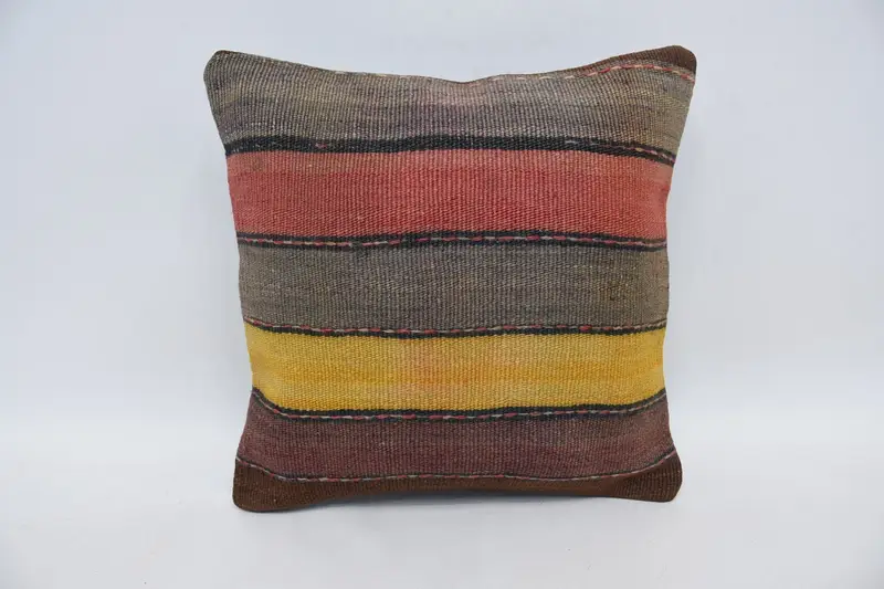 Aesthetic Cushion, Armchair Pillow Case, Turkish Pillow, Pillow, Boho Pillow Sham Cover, 14x14 Gray Pillow Cover, Kilim Pillow, Sofa Pillow - 1