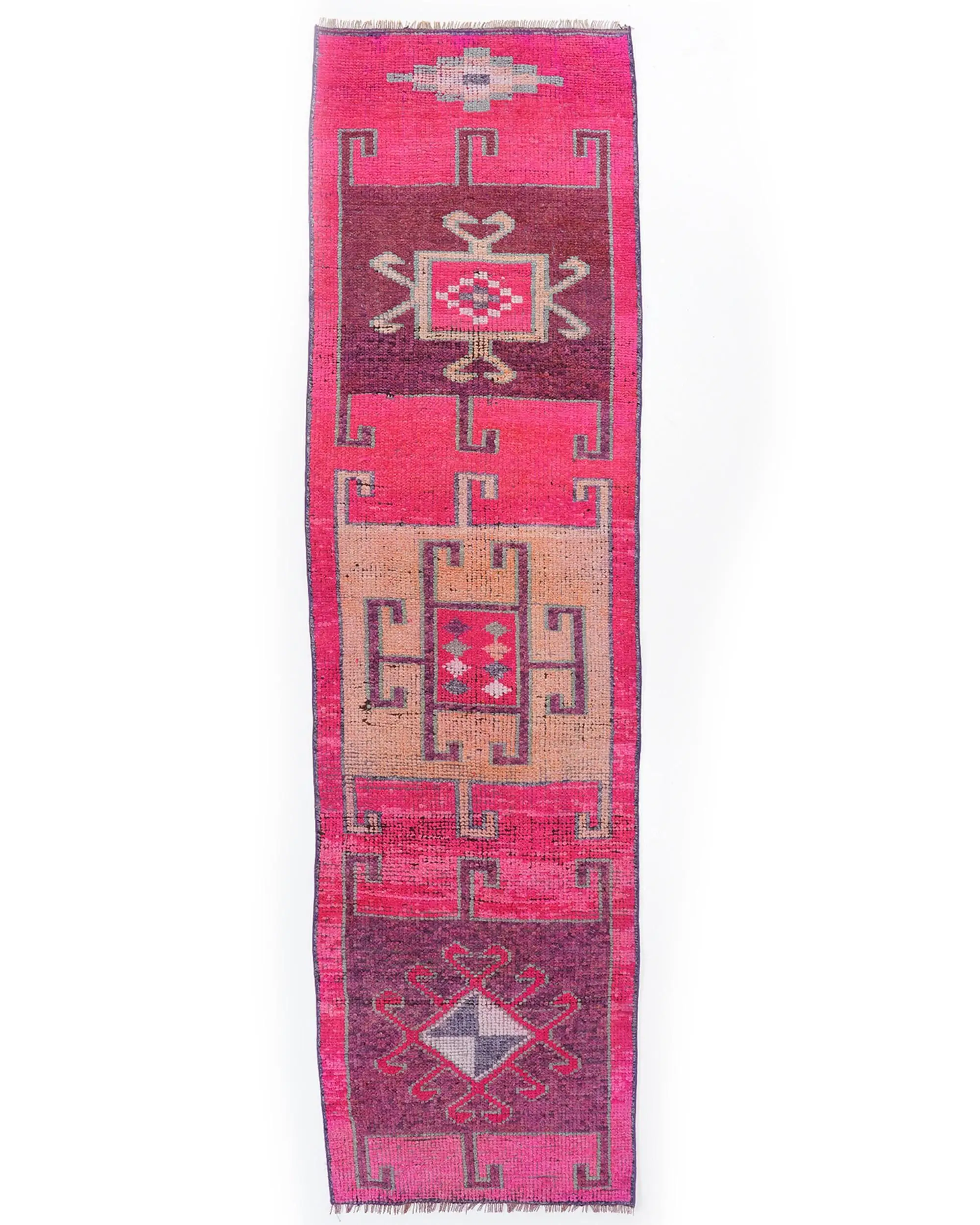 Turkish Rug, 2.9x10.4 ft Vintage Rug, Red Brown Wool Rug - 1