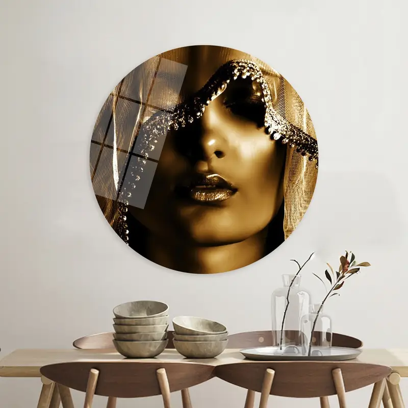 Golden Woman Portrait Canvas: Elegant Fashion Art Print