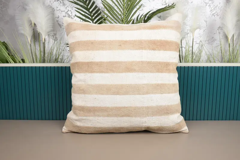 Handgewebtes gestreiftes Kissen, 28x28 besticktes Wurfkissen