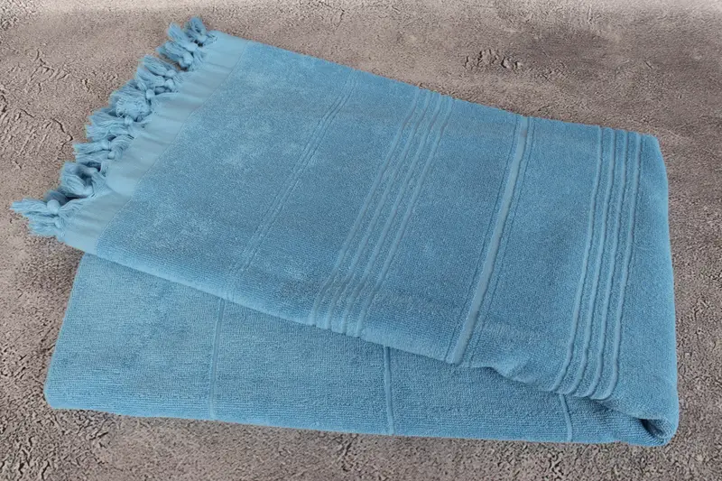 Bridesmaid Gift, Home Decor Gifts, Oversized Beach Towel, Home Gift, Peshtemal Towel, Handwoven Turkish bath towel, 70x36 Cotton Striped Terry Towel - 6
