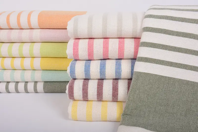 Orange Striped Terry Towel, Embroidered Beach Towel, 63x36 Inches