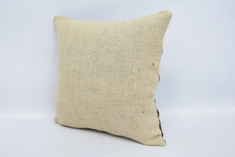 Vintage Pillow, Vintage Kilim Pillow Cushion, 16x16 Beige Pillow Case, Turkish Kilim Pillow, Pillow Sham, Boho Pillow, Antique Pillows - 4