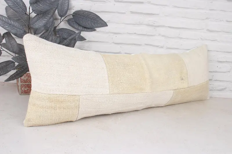 Pillow for Couch, Wholesale Cushion, Cushion Cover, Kilim Pillow Cover, Turkish Pillow, 12x36 Beige Pillow Cover, Ottoman Pillow - 3