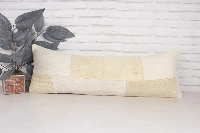 Pillow for Couch, Wholesale Cushion, Cushion Cover, Kilim Pillow Cover, Turkish Pillow, 12x36 Beige Pillow Cover, Ottoman Pillow - 1