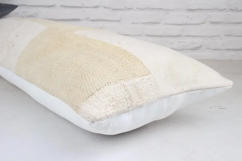 Pillow for Couch, Wholesale Cushion, Cushion Cover, Kilim Pillow Cover, Turkish Pillow, 12x36 Beige Pillow Cover, Ottoman Pillow - 6