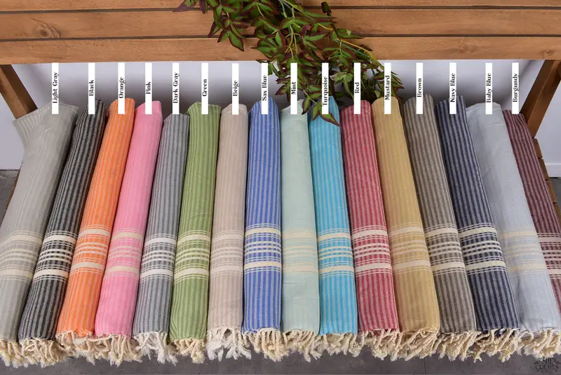 40x18 Cotton Striped Towel, Personalized Gifts, Family Gift, Custom Wedding Gifts, Bridesmaid Gifts, Best Friend Gift, Wedding Gift, Gift For Her - 2