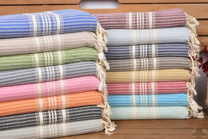 40x18 Cotton Striped Towel, Personalized Gifts, Family Gift, Custom Wedding Gifts, Bridesmaid Gifts, Best Friend Gift, Wedding Gift, Gift For Her - 1