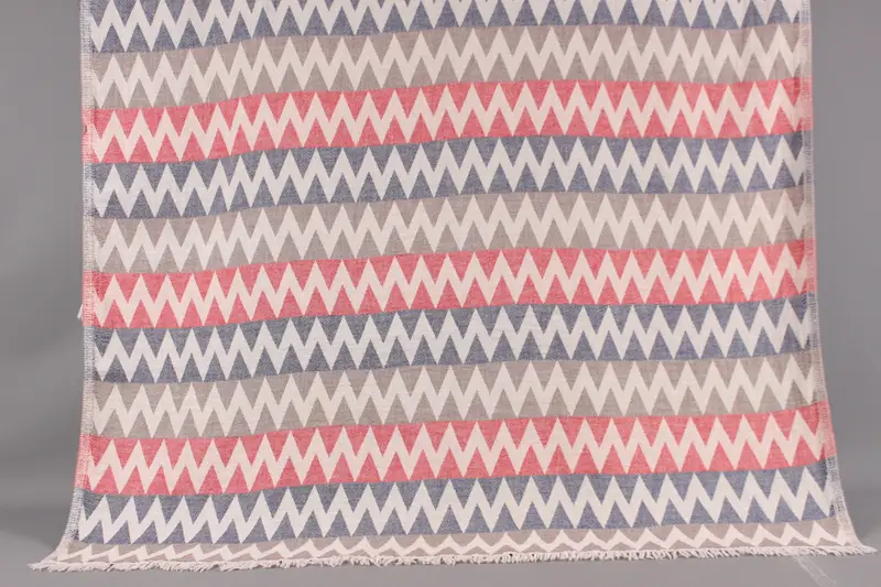 Bridesmaid Gift Turkish Cotton Beige Zigzag Beach Towel, 40x71 Inches