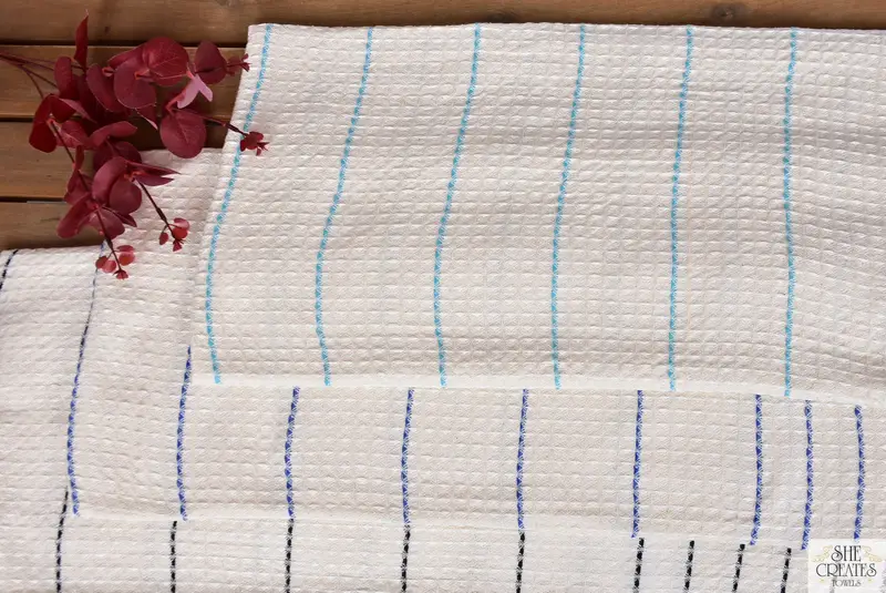 70x40 Baumwollwaffelhandtuch, maßgefertigte Hochzeitsgeschenk, personalisierte Geschenke, Geschenk für sie, Angestellte Geschenke, türkisches Badetuchset, gestickte Strandtuch - 4