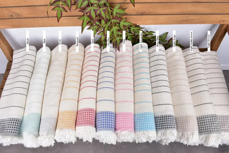 70x40 Baumwollwaffelhandtuch, maßgefertigte Hochzeitsgeschenk, personalisierte Geschenke, Geschenk für sie, Angestellte Geschenke, türkisches Badetuchset, gestickte Strandtuch - 2