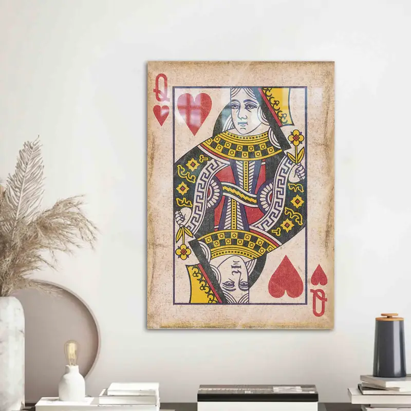 Modern Oyun Odaları için Zarif Kupa Kraliçesi Baskılı Cam